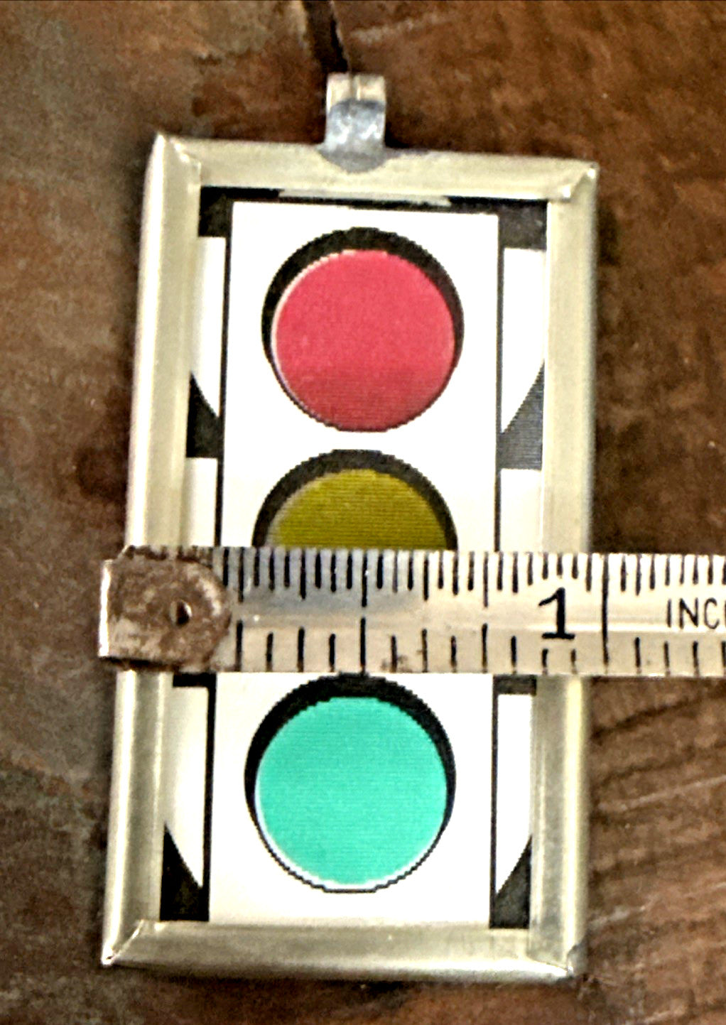 1950s traffic light Vari-Vue flicker lenticular mirrored pendant - photo 7