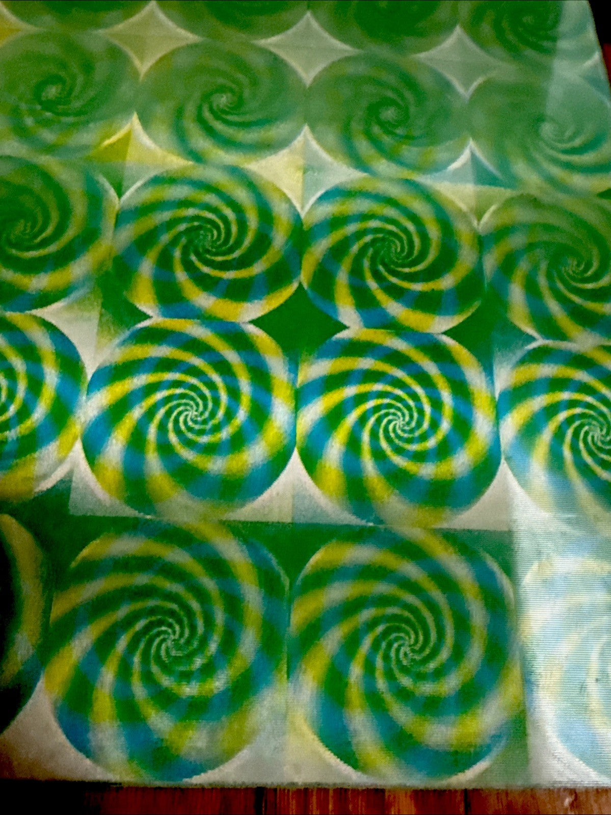 Vari-Vue psychedelic green swirls 14x16 moving motion lenticular picture - photo 8
