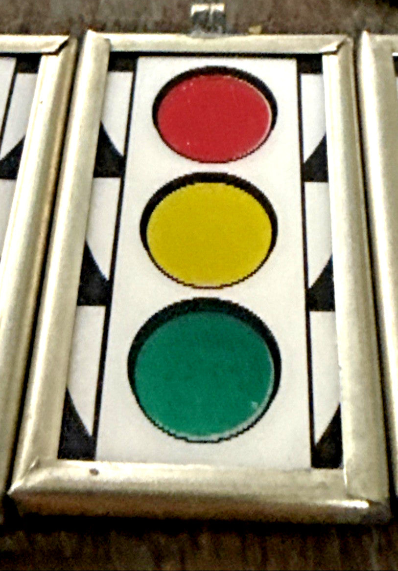 1950s traffic light Vari-Vue flicker lenticular mirrored pendant - photo 3