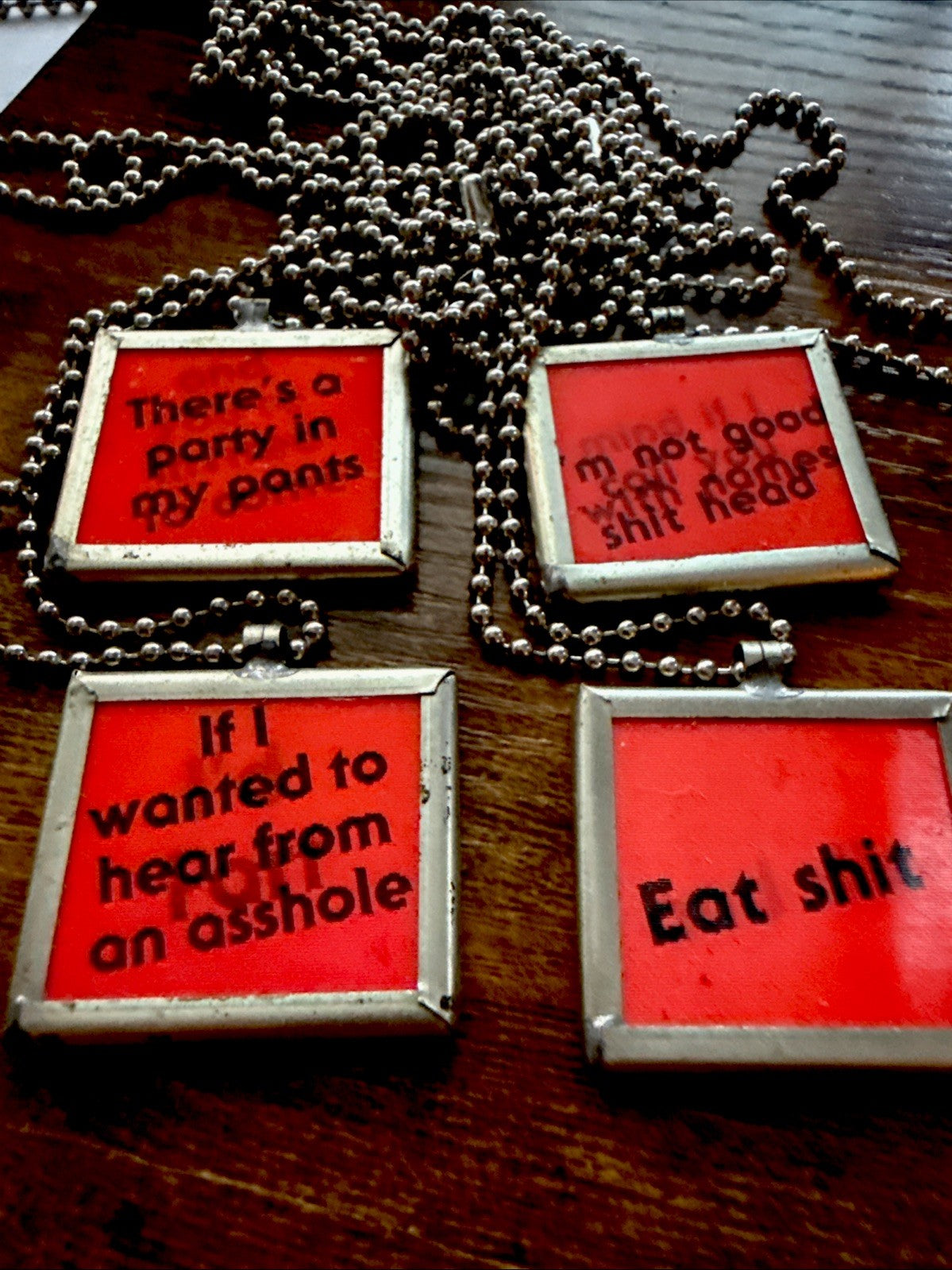 Spencers 1970s Vari-Vue sarcastic lenticular mirror back necklaces - photo 3