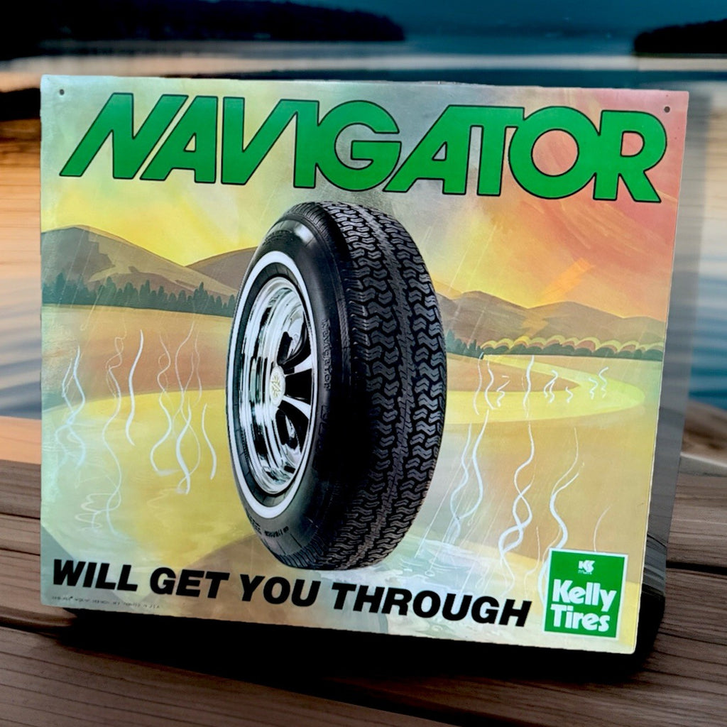 KELLY NAVIGATROR TIRES VTG VARI VUE 2 SIDES LENTICULAR DEALERSHIP SIGN MINT NOS - photo 3