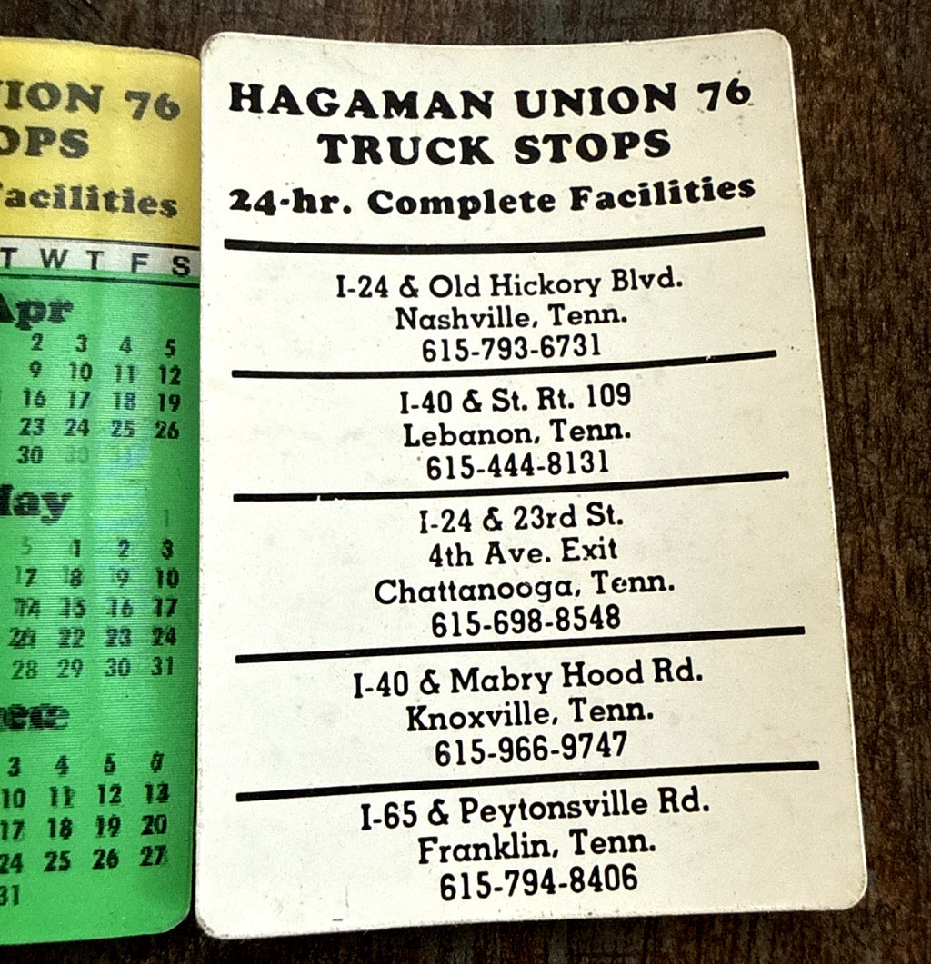 1976 Hagaman Union Truck Stops lenticular Vari-Vue calendar - photo 2