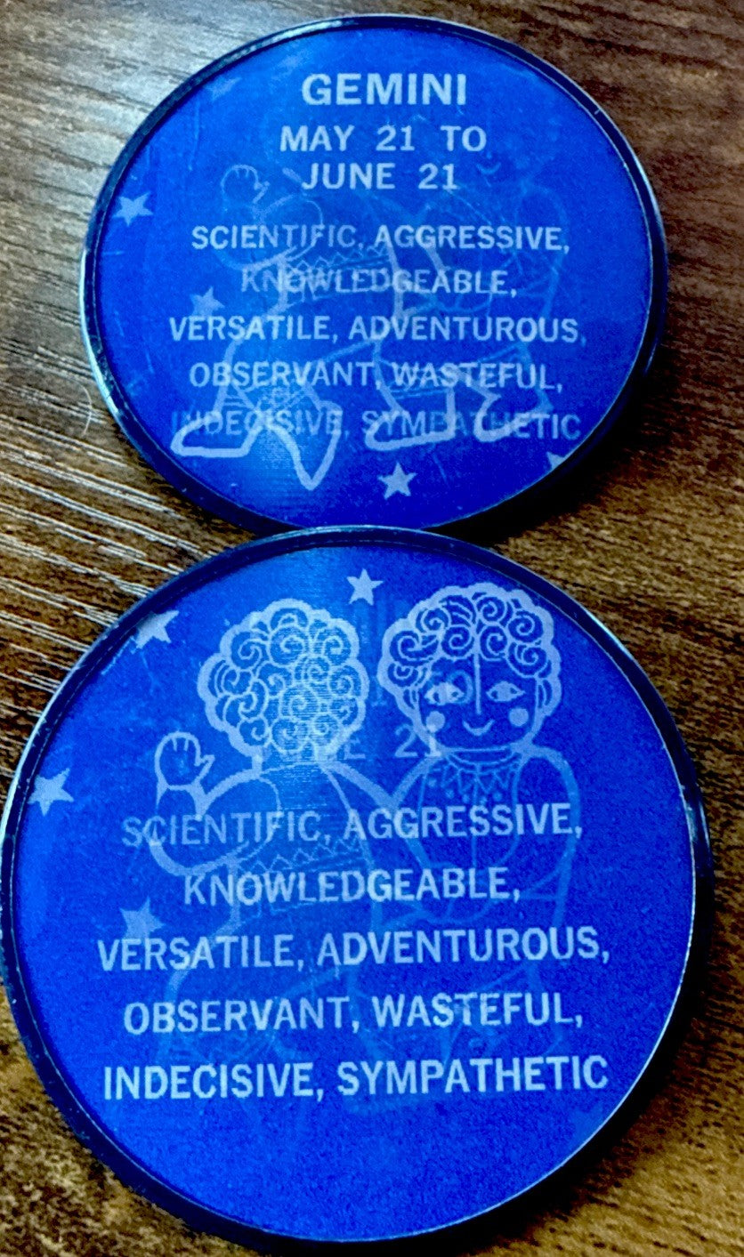 Zodiac Gemini Vari-Vue lenticular flicker moving motion pin - photo 2
