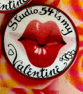 1970s Vari-Vue Studio 54 Is My Valentine lips pin