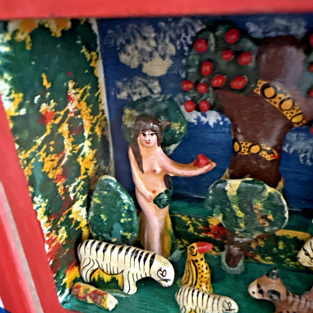 Adam and Eve retablo signed Tobial Coceras 1990 - photo 3