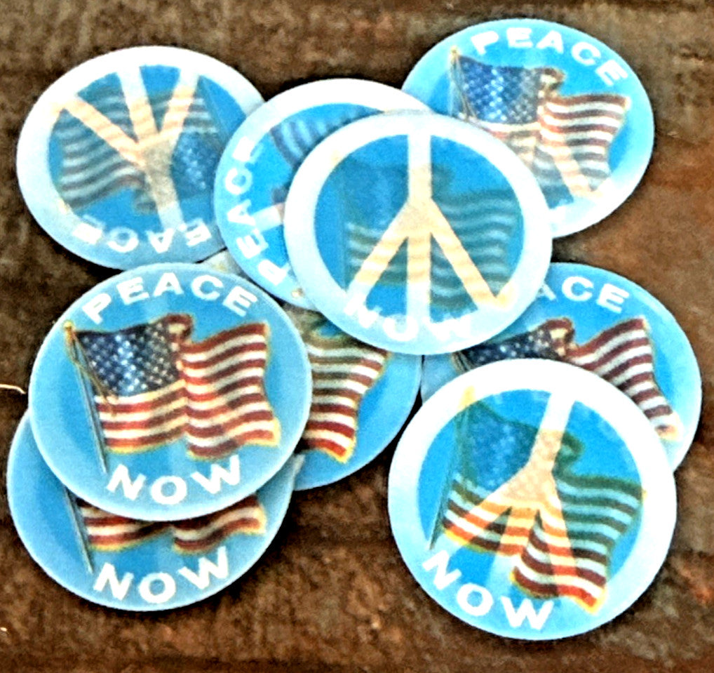 Peace Now American flag 1960s Vari-Vue lenticular unused stickers