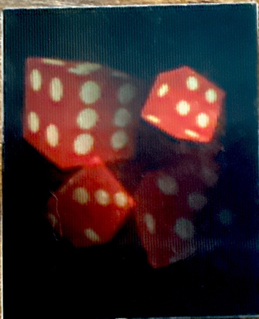 Vintage R. Munn lenticular tossing dice 7-11