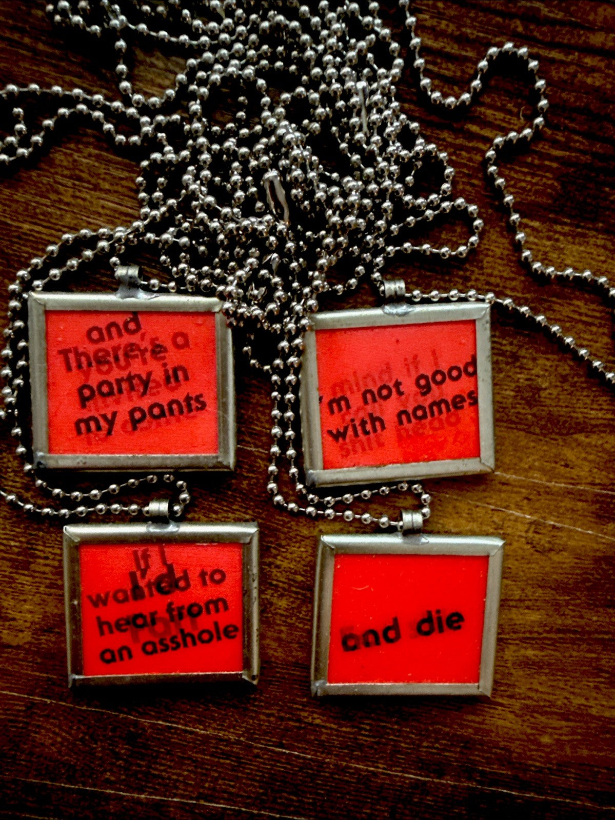 Spencers 1970s Vari-Vue sarcastic lenticular mirror back necklaces - photo 4