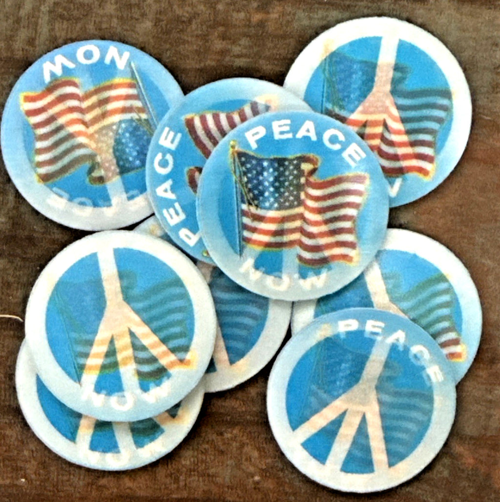 2-PEACE NOW, AMERICAN FLAG 1960S SCARSE VARI VUE LENTICULAR UNUSED STICKERS NOS - photo 2