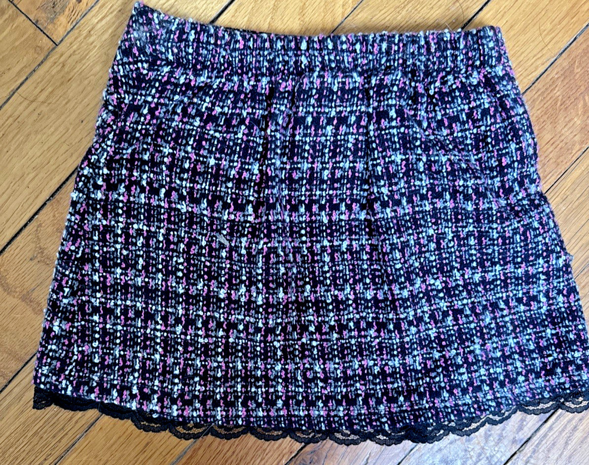 BEAUTFUL BLACK TWEED W LACE SKIRT 4T - photo 4