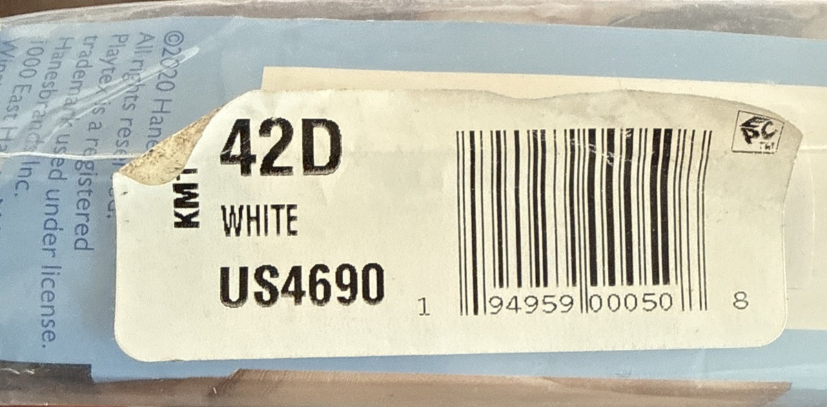 Playtex 18 Hr Super Soft Full Figure Wireless Bra US4690 White Sz. 42D NIP - photo 3