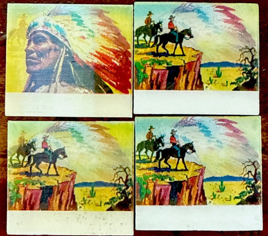 Indian chief and cowboys on hill small Vari-Vue lenticular flickers