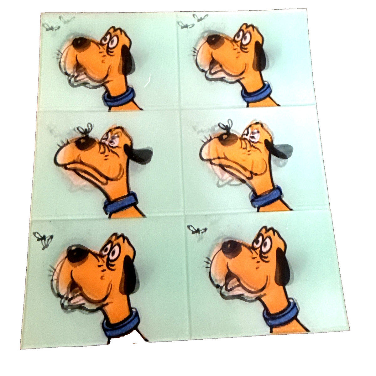 DOG FIGHTS FLY 1960'S VARI-VUE MOTION ANIMATION LENTICULAR UNCUT SHEET OF 6 NOS - photo 3