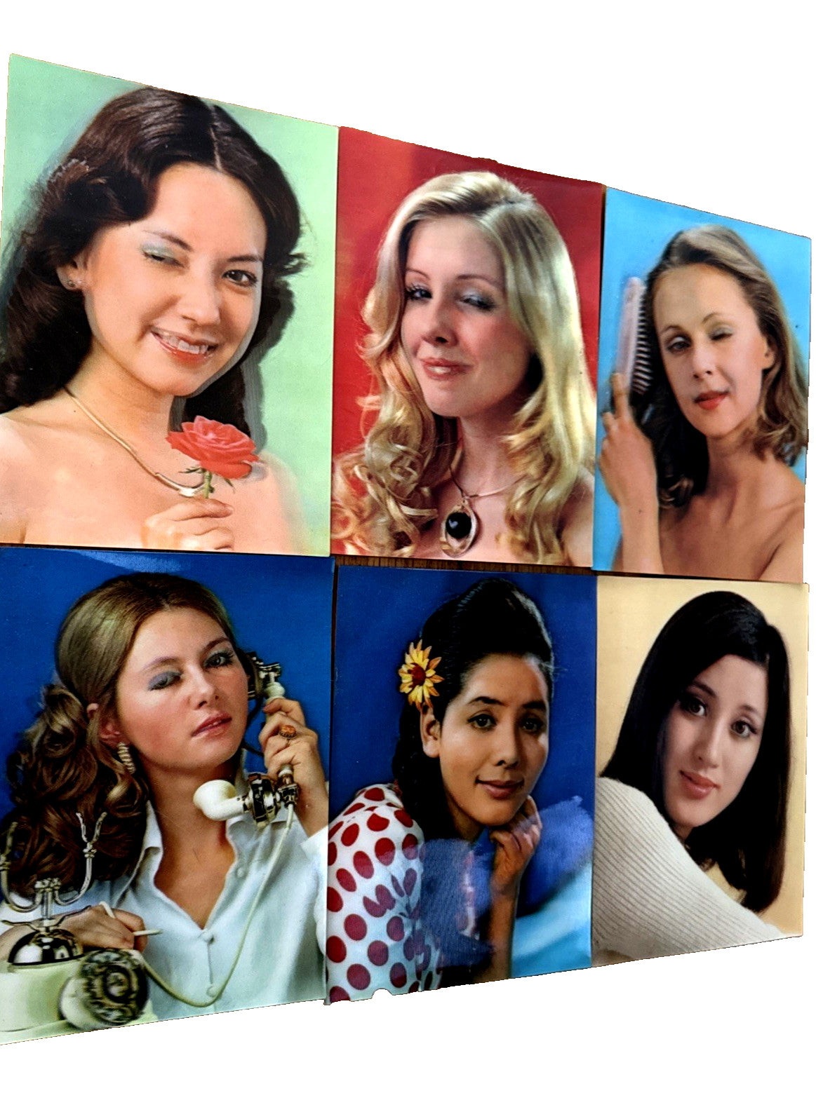 1970s Toppan lenticular postcards winking girls 3D ephemera - photo 2