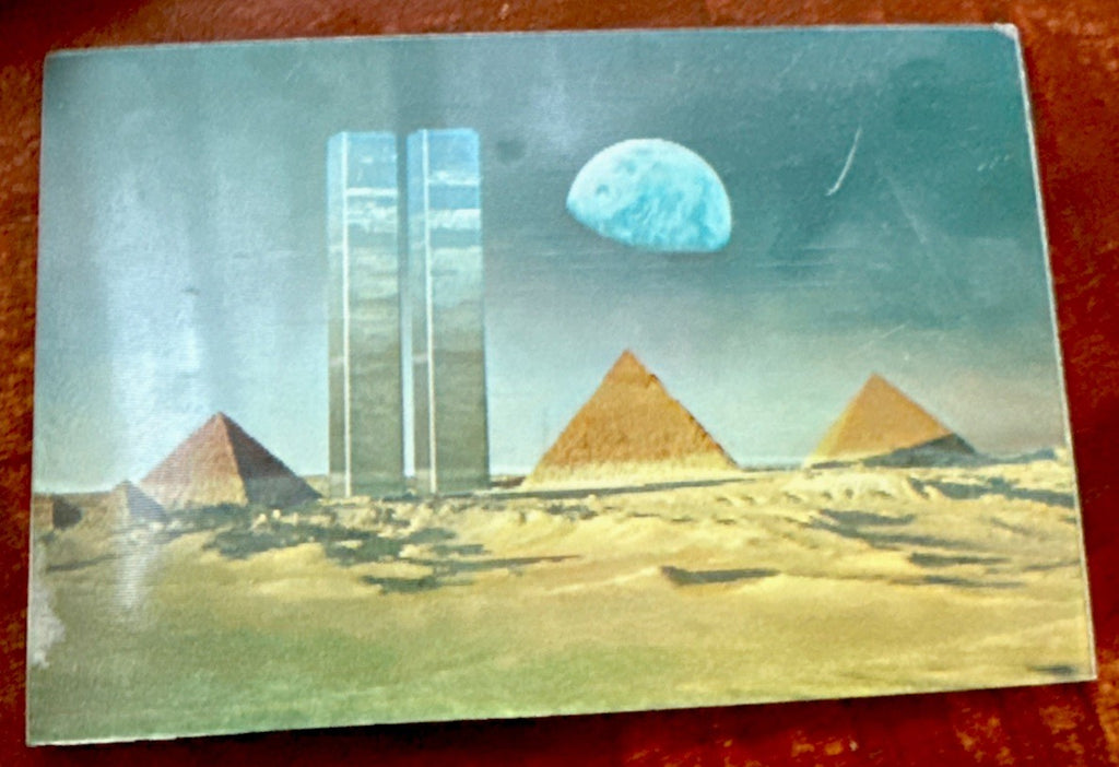 1978 Twin Towers NYC moon pyramids lenticular Michael Langenstein postcard - photo 2