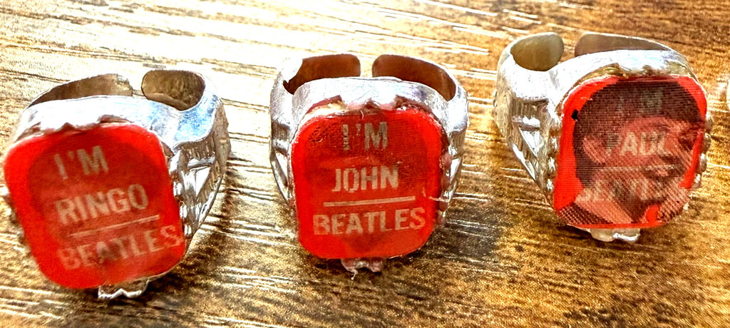 Vintage 1960s flasher flicker Beatles rings set of 4 - photo 6