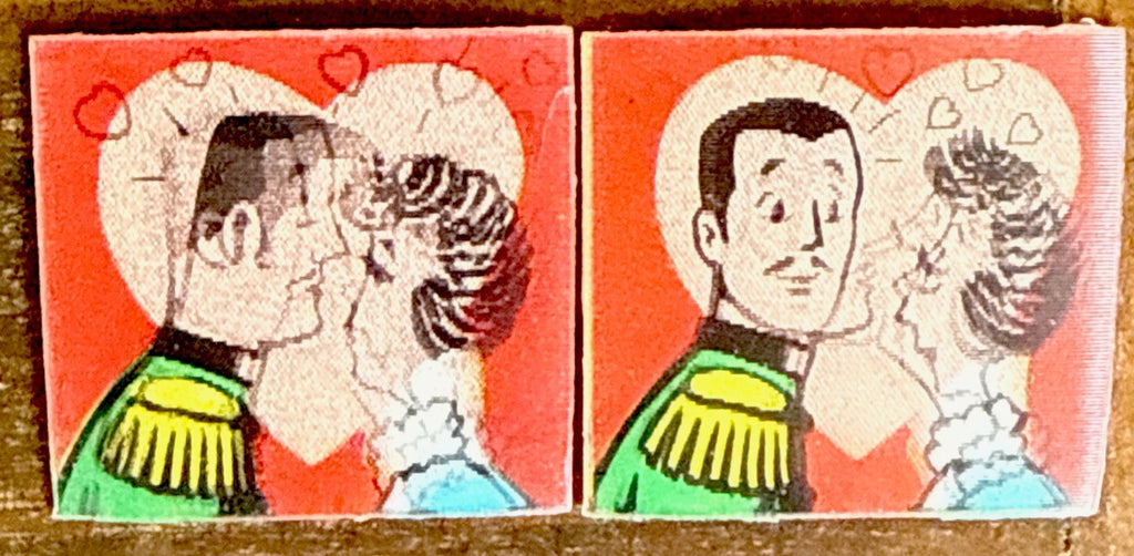 1960s Vari-Vue flicker couple kissing with floating hearts