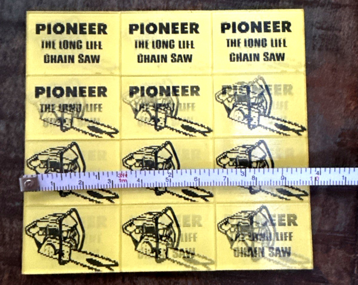 1950s Vari-Vue Pioneer chainsaw lenticular uncut sheet of 12 - photo 3