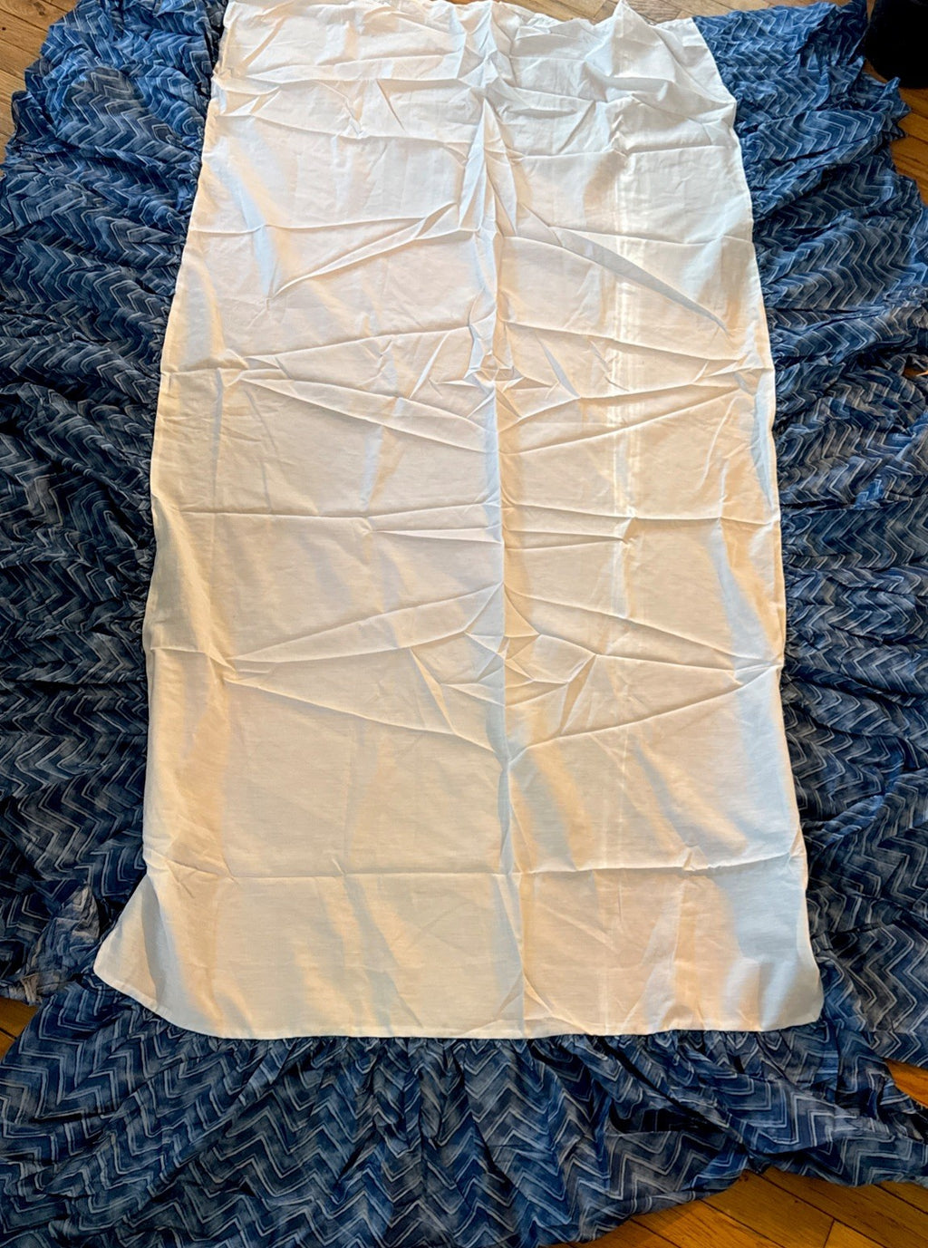 Ralph Lauren indigo blue white stripe vintage bed skirt - photo 3