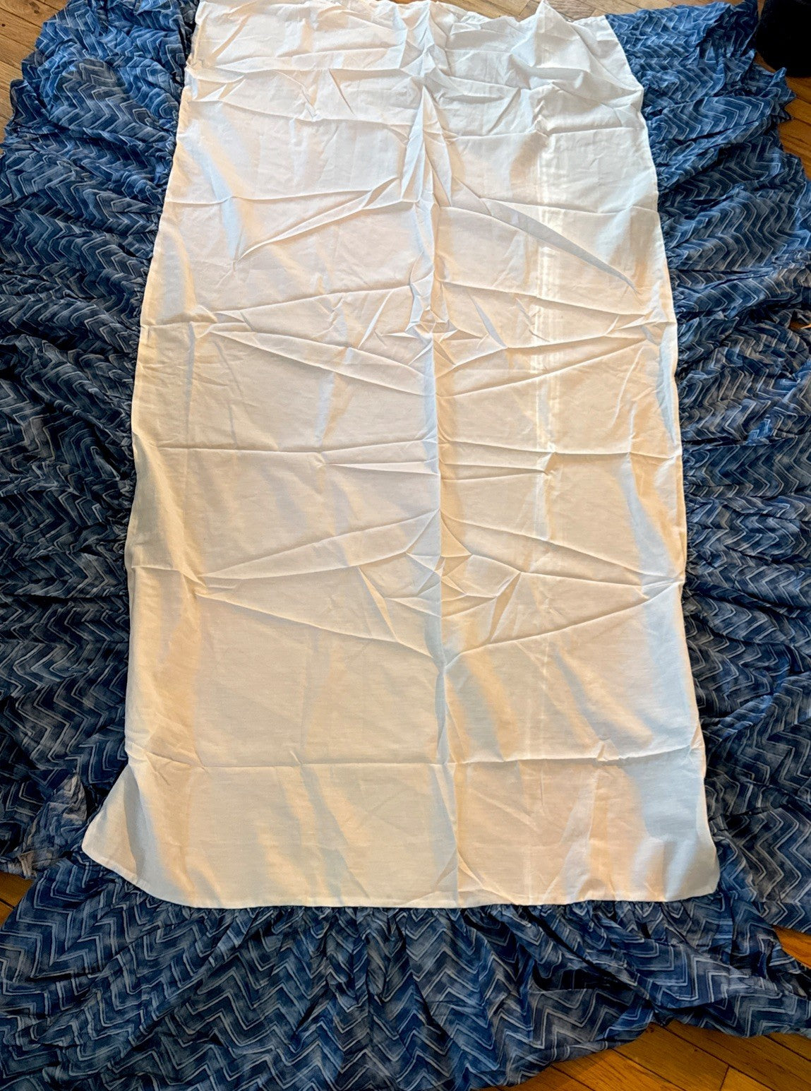 Ralph Lauren indigo blue white stripe vintage bed skirt - photo 3