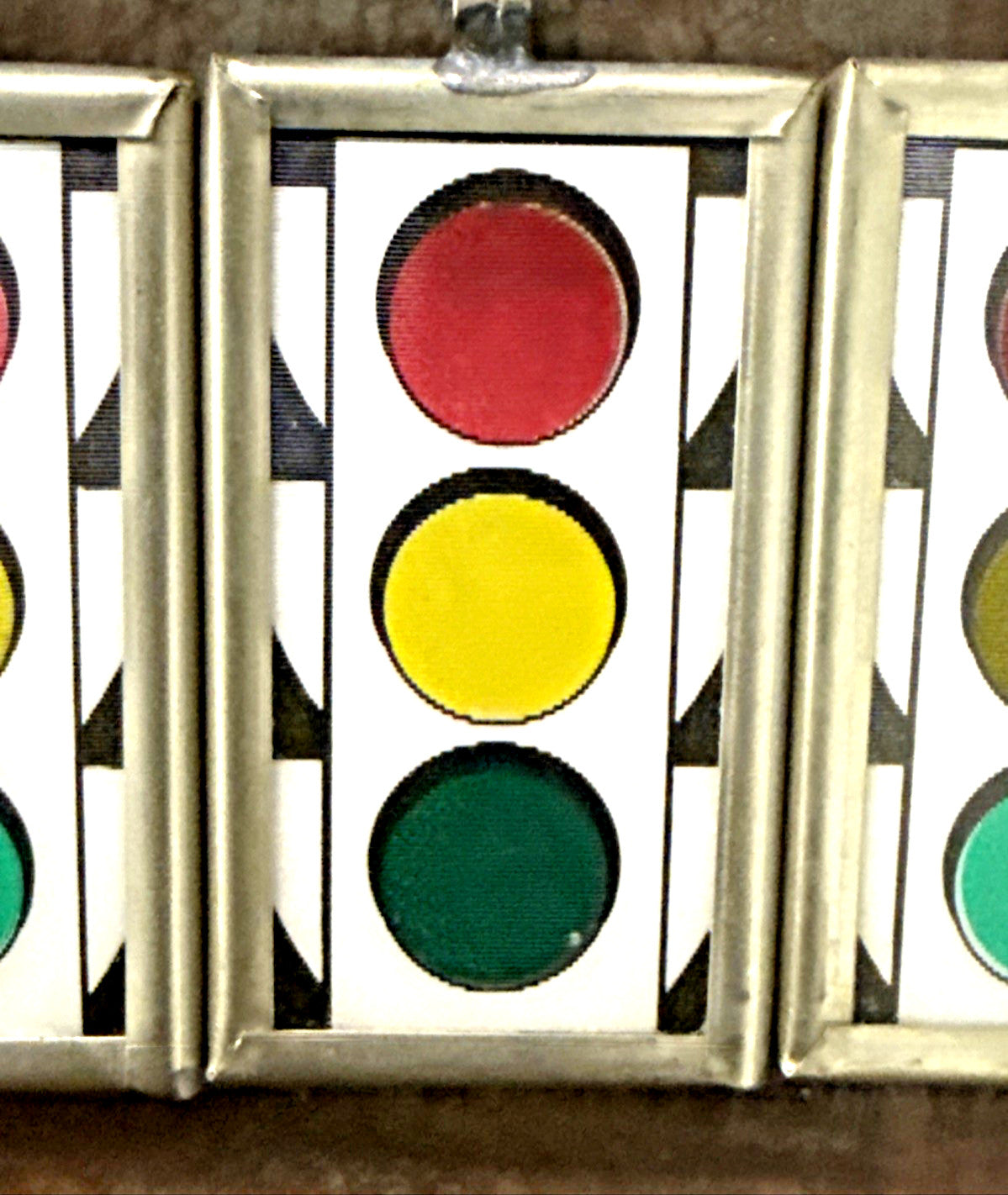 1950s traffic light Vari-Vue flicker lenticular mirrored pendant - photo 5