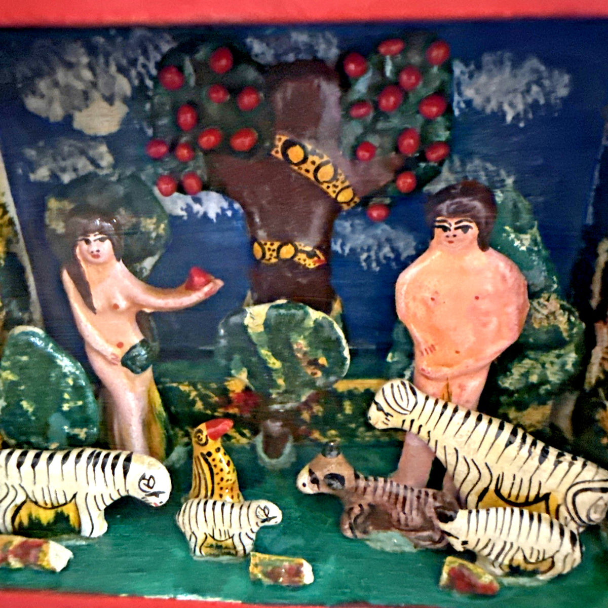 Adam and Eve retablo signed Tobial Coceras 1990 - photo 2