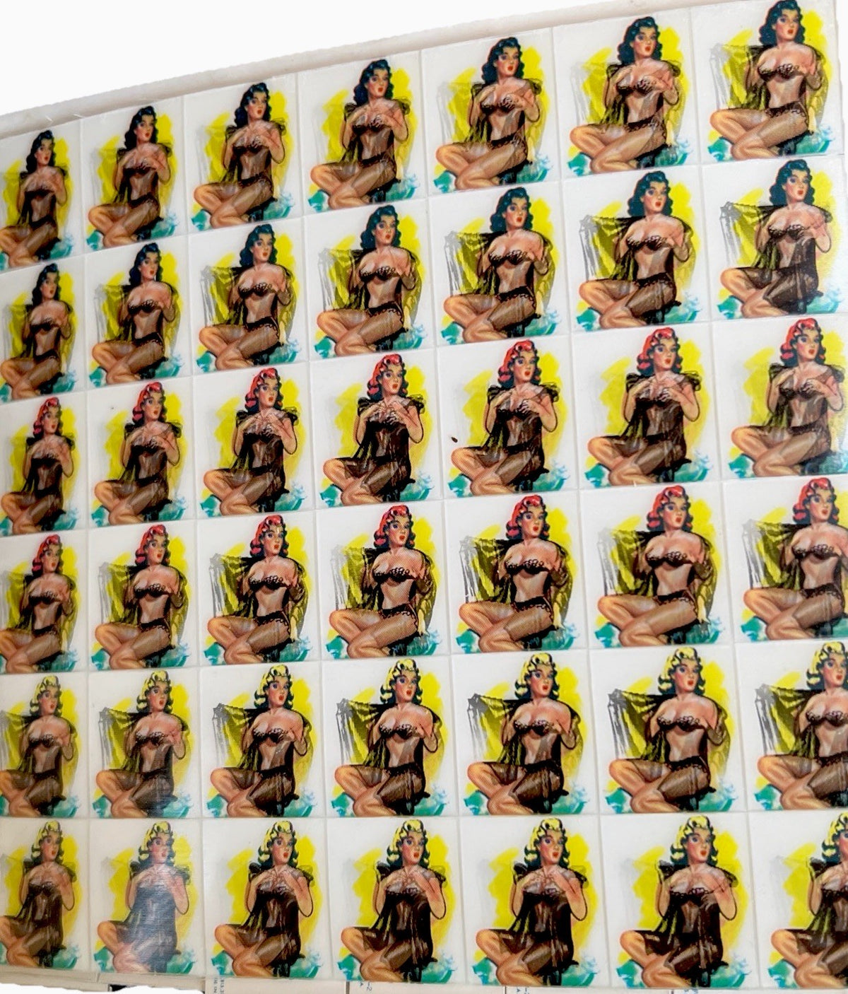 1960s Vari-Vue lenticular flicker risque black negligee uncut sheet