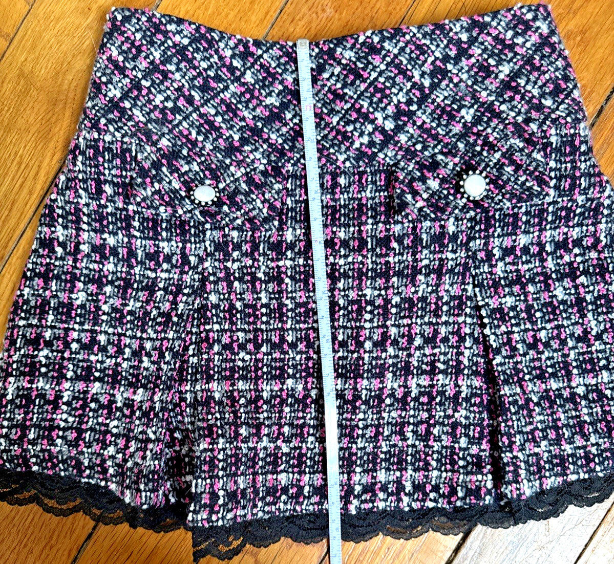BEAUTFUL BLACK TWEED W LACE SKIRT 4T - photo 5