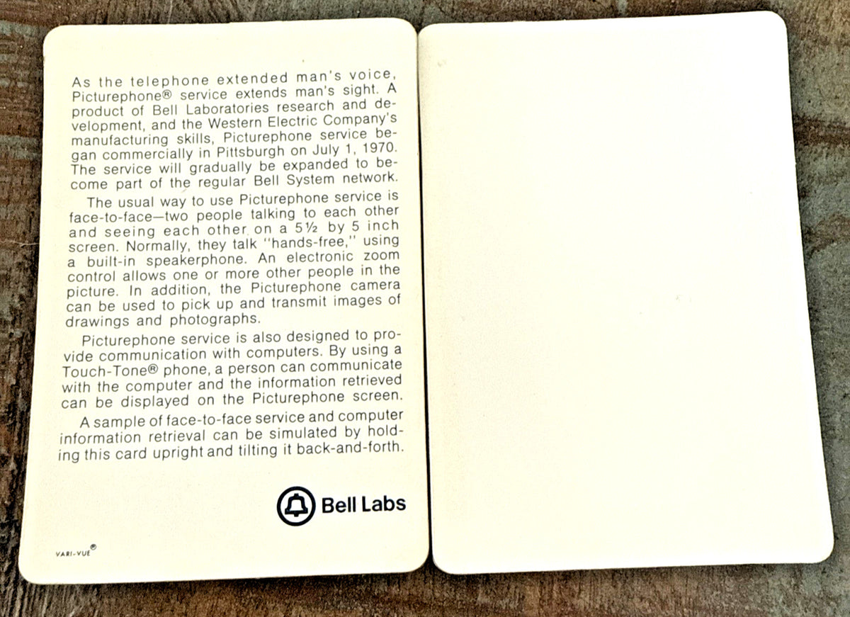 1980 AT&T Bell Labs Picturephone touch-tone Vari-Vue lenticular cards - photo 4